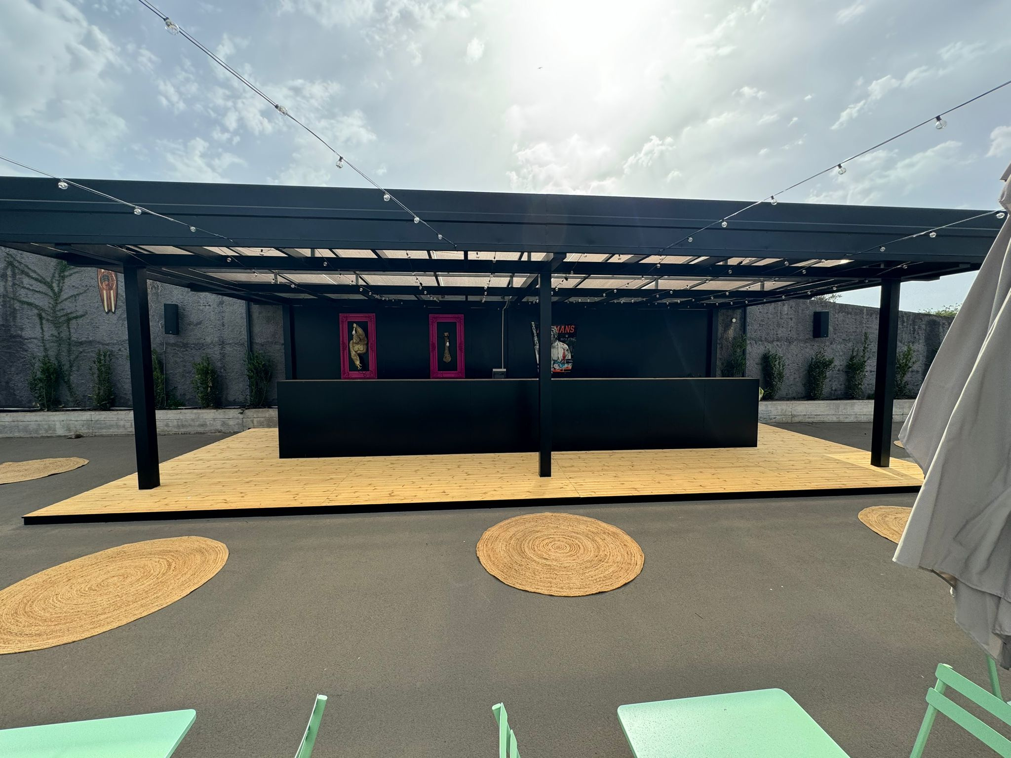 Front view of the outdoor bar
